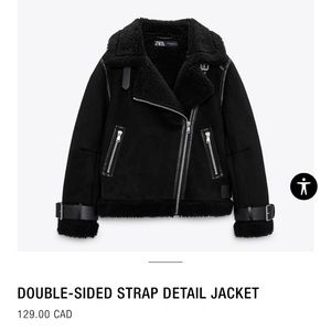 Zara Suede Moto Jacket with Fleece Lining